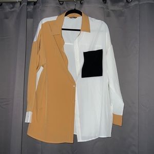 Color Block Button Down
